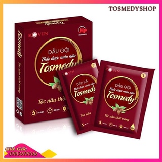 Dầu gội thảo dược Nâu - Hạt dẻ TOSMEDY, Dầu gội nhuộm tóc màu, nhuộm phủ nâu. Hộp 2 gói nhỏ, gọn hơn [CHÍNH HÃNG]