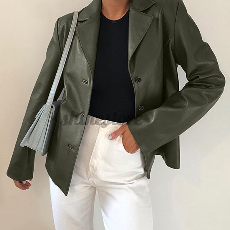 Áo khoác blazer chất da PU hợp thời trang cho nữ | BigBuy360 - bigbuy360.vn