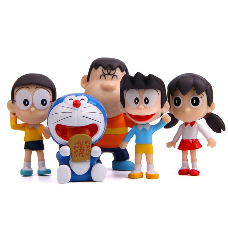 Bộ 05 nhân vật Doraemon, Xuka, Xeko, Chaien, Nobita cho các bạn trang trí bàn làm việc, DIY