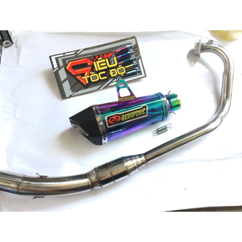 Bộ pô akapovic 7 MÀU full cổ bầu hơi inox exciter, winer, sonic, raider, satria, gsx, tfx, fz, cbr, r15,...