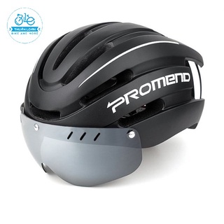 Mũ bảo hiểm đạp xe đạp thể thao promend có kính + đèn hậu