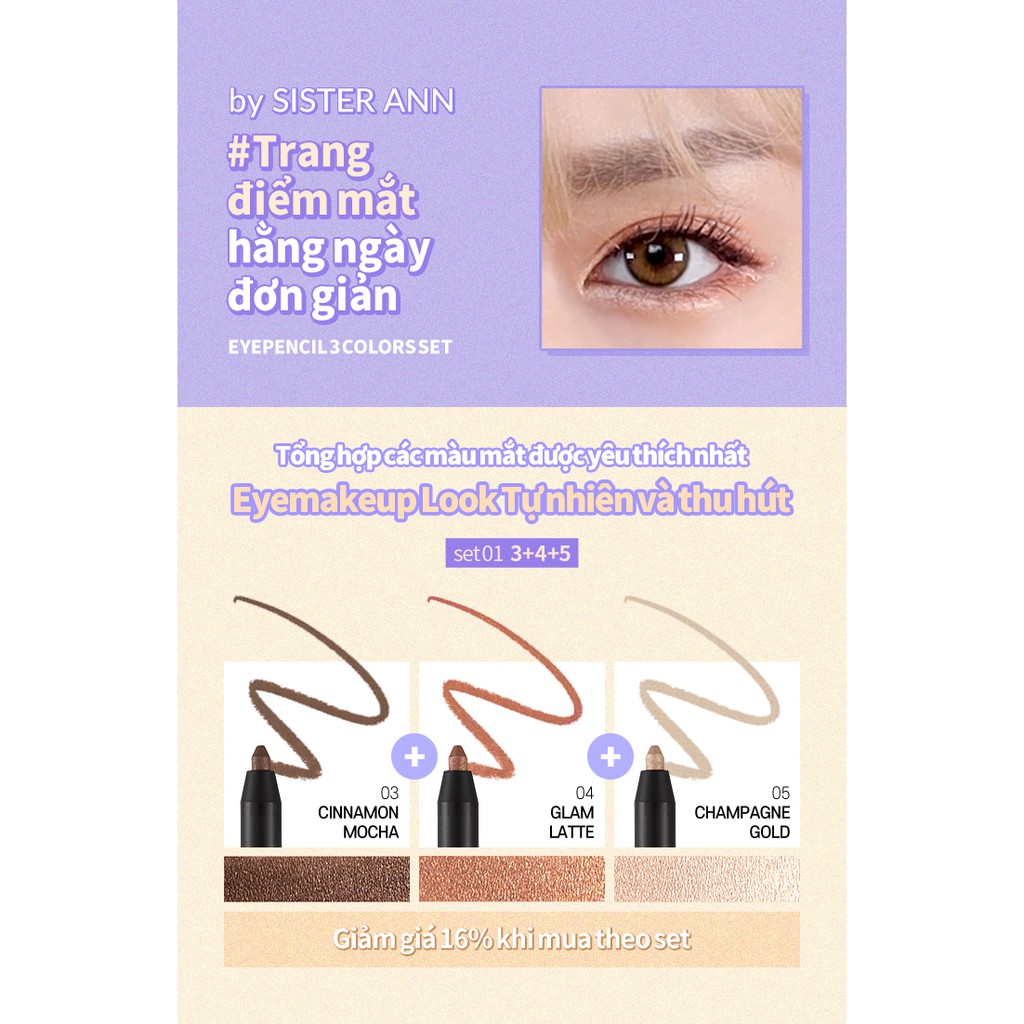 SISTERANN Double Effect Waterproof Eye Pencil 1+1+1 set 1.5g | BigBuy360 - bigbuy360.vn