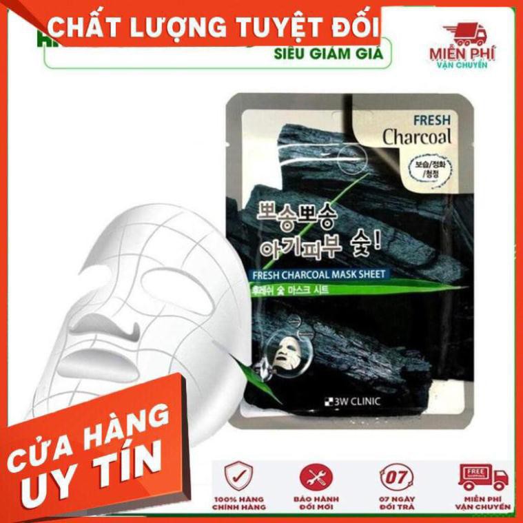 [Hàng Chính Hãng ] Combo 5 Túi mặt nạ giấy - Mặt nạ dưỡng da chiết xuất từ Than Hoạt Tính 3W Clinic Hàn Quốc