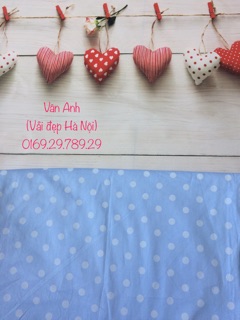 Vải thô mặt lụa bi hồng và bi xanh