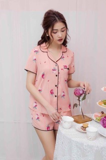 Bộ lụa Satin quần đùi (quần có túi)