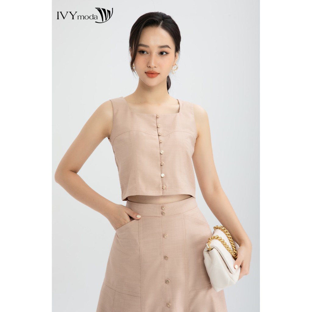 [NHẬP WABRTL5 GIẢM 10% TỐI ĐA 50K ĐH 250K ]Áo croptop nữ cổ vuông IVY moda MS 15B8628