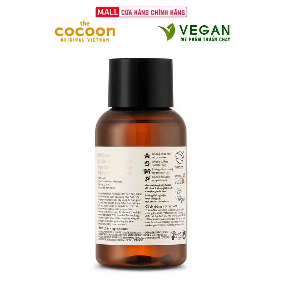 Nước tẩy trang bí đao cocoon 140ml thuần chay sạch bụi bẩn và dầu thừa da mụn