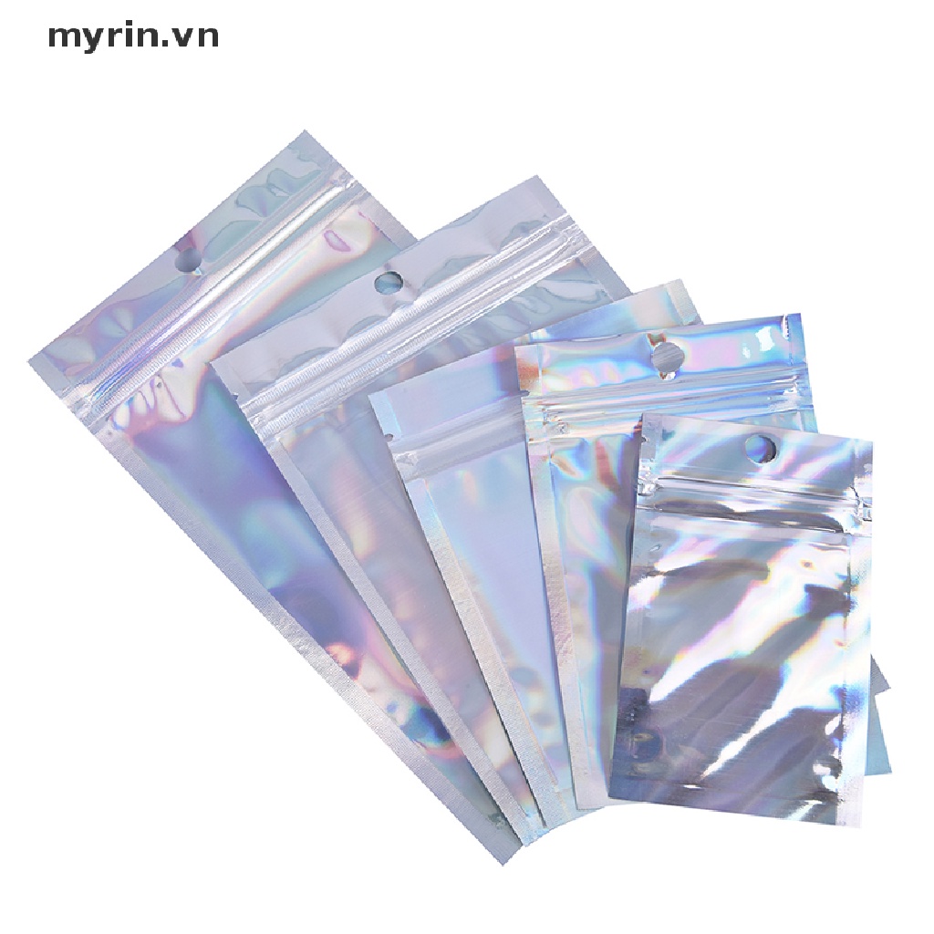 Set 10 Túi Zip Nhựa Màu Holographic Đựng Mỹ Phẩm Tiện Dụng