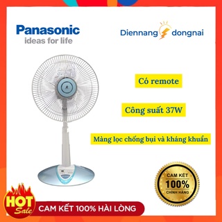 Quạt đứng Panasonic 5 cánh có remote điều khiển từ xa 2 màu xanh và bạc F-307KHB