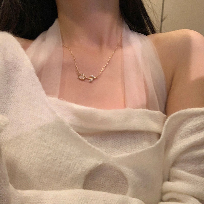 IF ME Vòng cổ   mạ vàng/ bạc mặt kiểu hoa tulip thanh lịch cho nữ