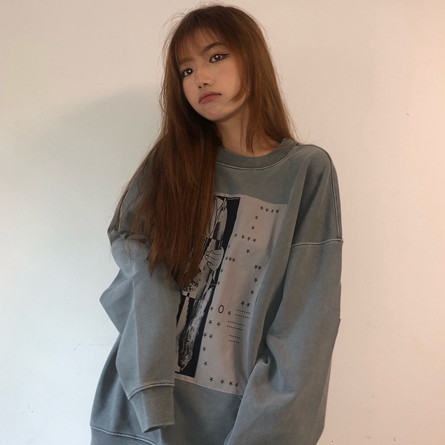 Porozi  Áo sweater  in họa tiết xinh xắn phong cách Hàn Quốc thời trang cho nữ