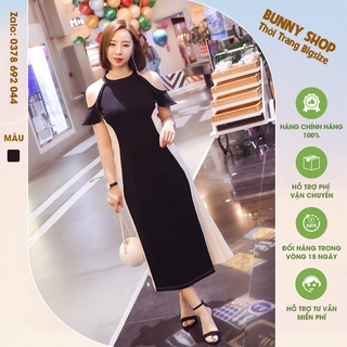 VBEO031 - Đầm béo hở vai phối 2 bên cho người béo mập, mũm mĩm bigsize che bụng mỡ cho người từ 40kg - 130kg