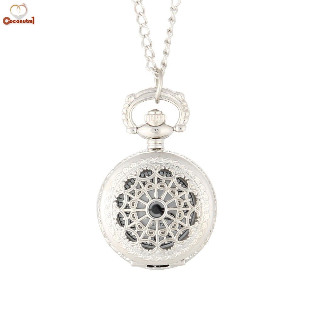 C✞ Men Pocket Watch Retro Bronze Tone Round Shape Spider Web Pattern Watches With Chain Necklace