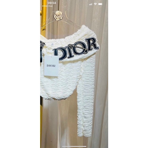 Sticker , logo thêu chữ DIOR kim băng trắng đen