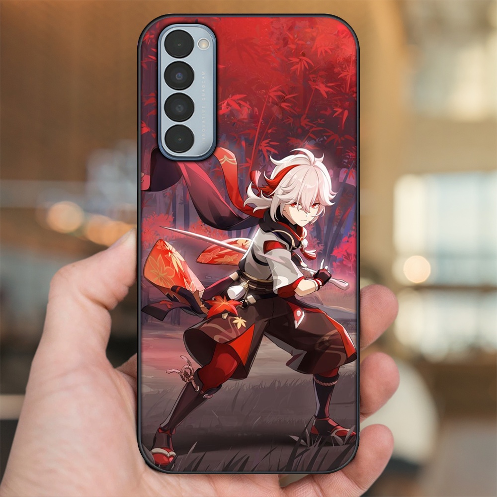 Ốp lưng Oppo Reno 4 Pro viền đen in hình Kazuha Genshin Impact