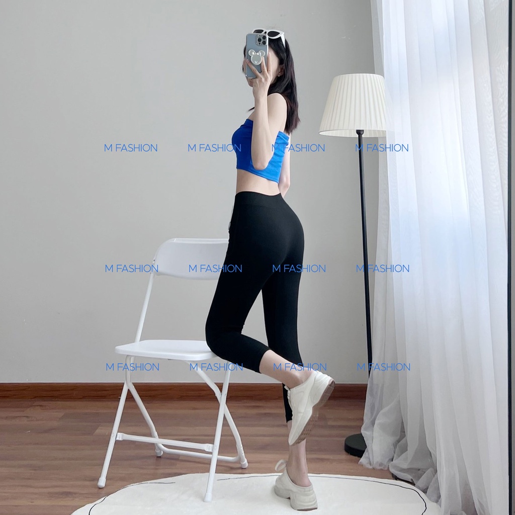 Quần legging ngố nữ lưng cao dày dặn cao cấp nâng mông tôn dáng mặc nhà tập gym M Fashion LG03