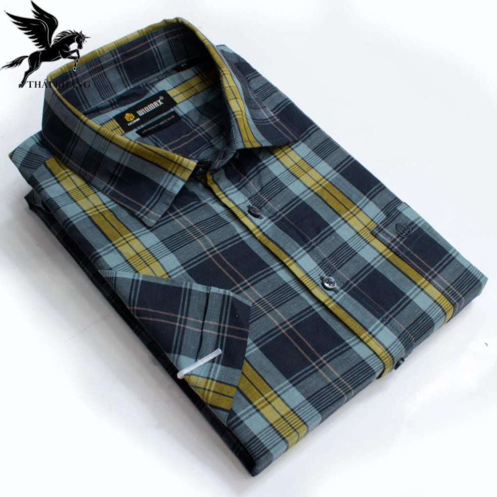 áo sơ mi tay ngắn nam cao cấp hàng bán trong siêu thị loại caro đẹp ASST60 | BigBuy360 - bigbuy360.vn