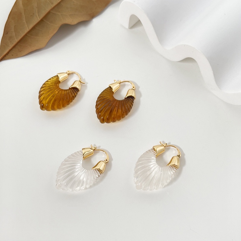 Bông Tai Hình Chữ U Họa Tiết Kẻ Sọc Màu Kẹo Ngọt Bằng Nhựa Resin Dễ Thương Thời Trang Cho Nữ PD451
