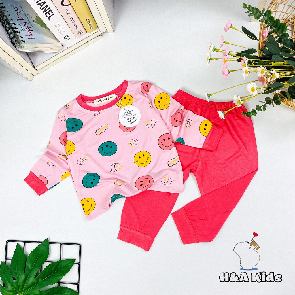 [Bé 19-32kg] Bộ dài tay thun lạnh in áo phối quần màu Minky Mom mềm mịn mát cho bé trai bé gái từ 19-32kg - HÀNG LOẠI 1