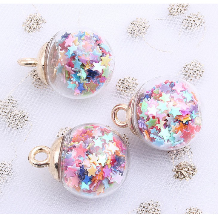 Set 5 mặt phụ kiện hình quả cầu thủy tinh trong suốt nhiều màu tùy chọn