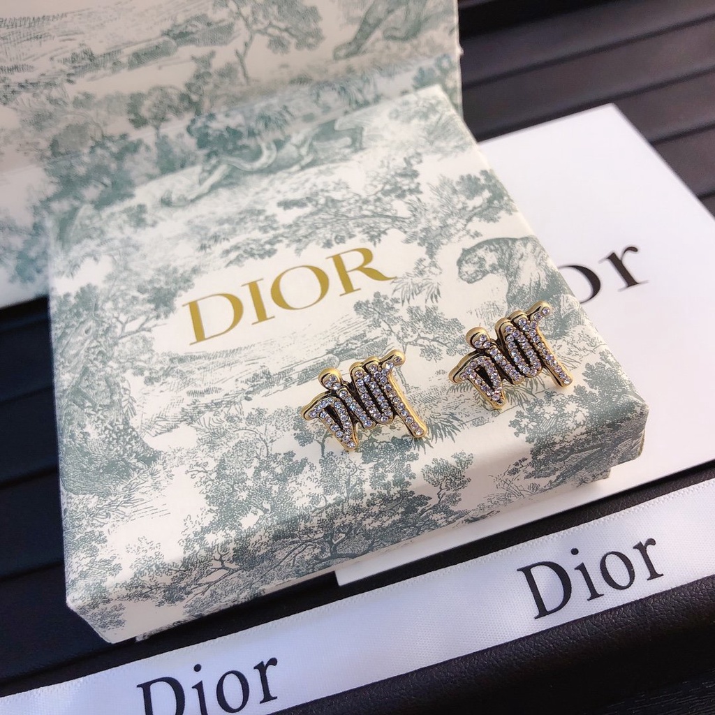 Khuyên Tai Tròn Bằng Thép Titan In Logo Dior Thời Trang Cho Nữ
