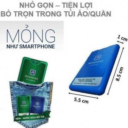 Nước hoa Cao Cấp bỏ túi Romano 18ml xịt tới 250 lần