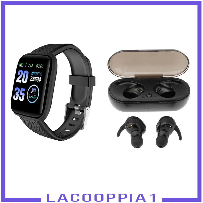 [LACOOPPIA1]116 plus Sport Fitness Tracker Smart Watch+Y30 Bluetooth 5.0 TWS Black