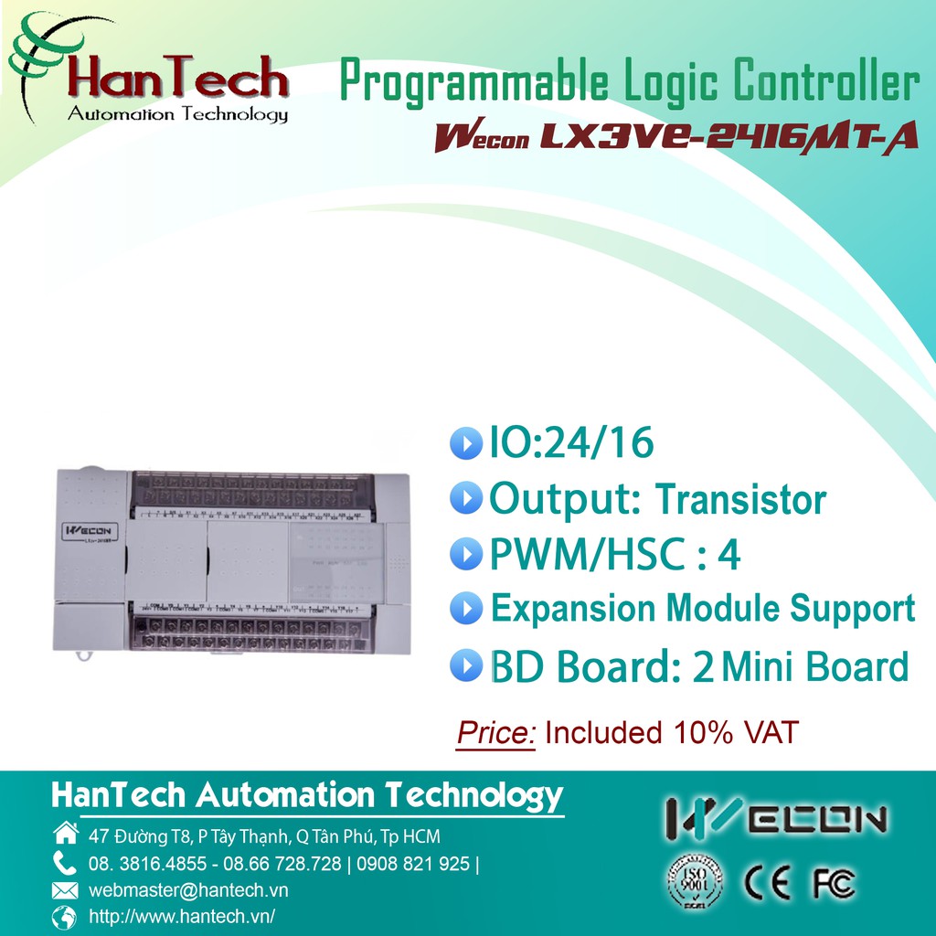 36/ Bộ điều khiển logic có khả năng lập trình (PLC)  Wecon LX3VE-2416MT4H-A  [HanTech Automation Technology]
