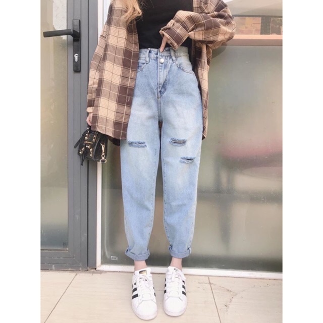 Quần baggy jean 3 rách cơ bản, hình thật ảnh sàn