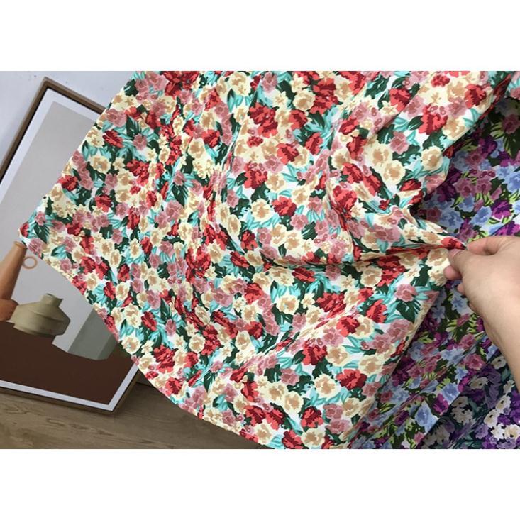 Đầm Hoa Nhí Cổ Lá Vintage Xòe Nhẹ Cực Trend (kèm hình chi tiết vải 2 lớp tự chụp) | BigBuy360 - bigbuy360.vn