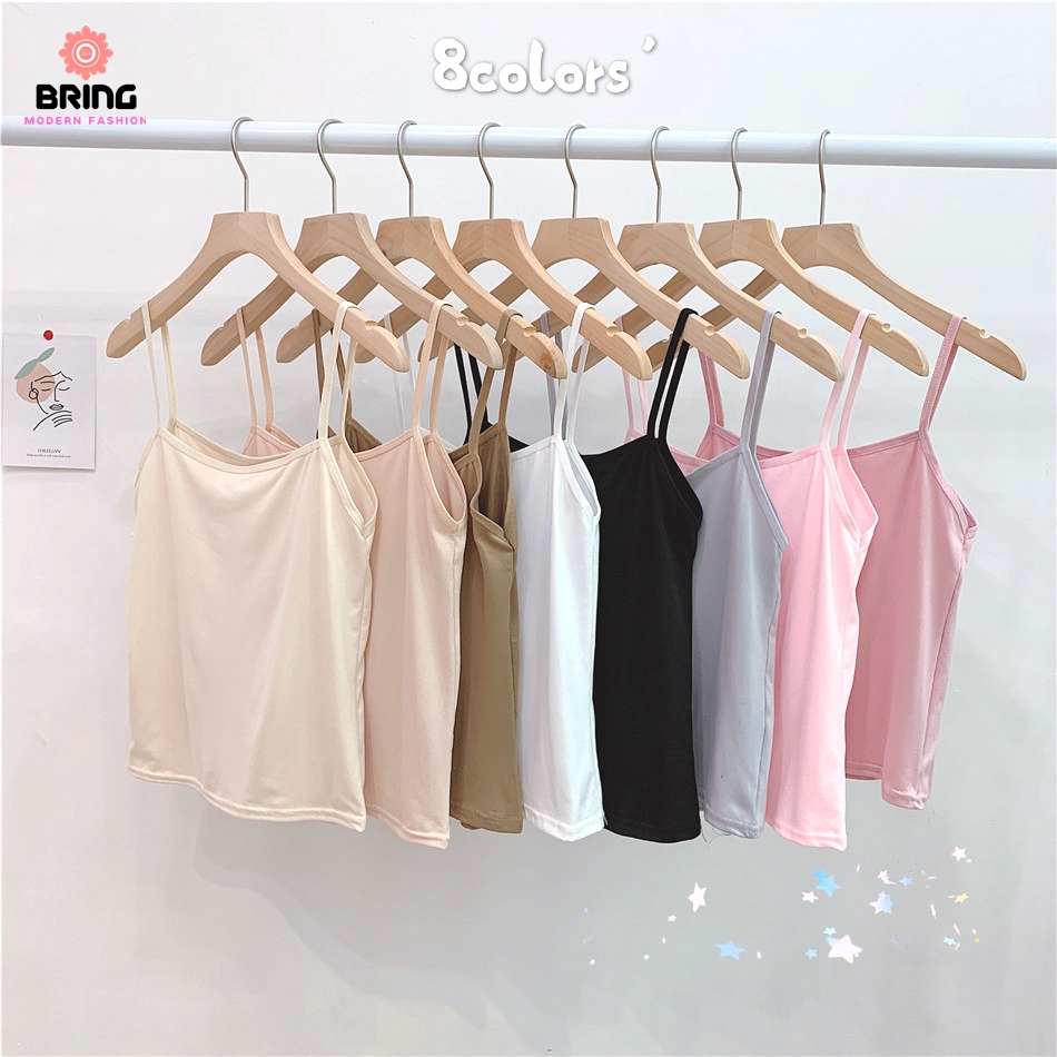 [Mã FASHIONT4WA2 giảm 10K đơn 50K] Áo hai dây màu trơn đơn giản dành cho nữ