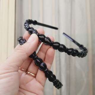 Combo 2 cái Bờm cài tóc nơ màu đen bóng dễ thương