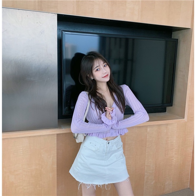 Áo Khoác Cardigan Dệt Kim Tay Dài Cổ Chữ V Chống Nắng Thời Trang Cao Cấp