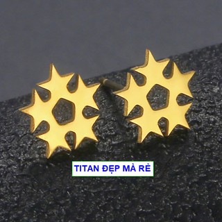 Bông tai ngôi sao nữ titan thời trang - Hàng titan vàng 18k sáng bóng đẹp - Cam kết 1 đổi 1 nếu đen và gỉ sét