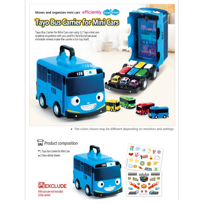 ★Little Bus Tayo★ Bộ đồ chơi lưu trữ xe mini cho trẻ sơ sinh  dành cho trẻ nhỏ / Hoàn hảo với loạt xe buýt mini đặc biệt Tayo