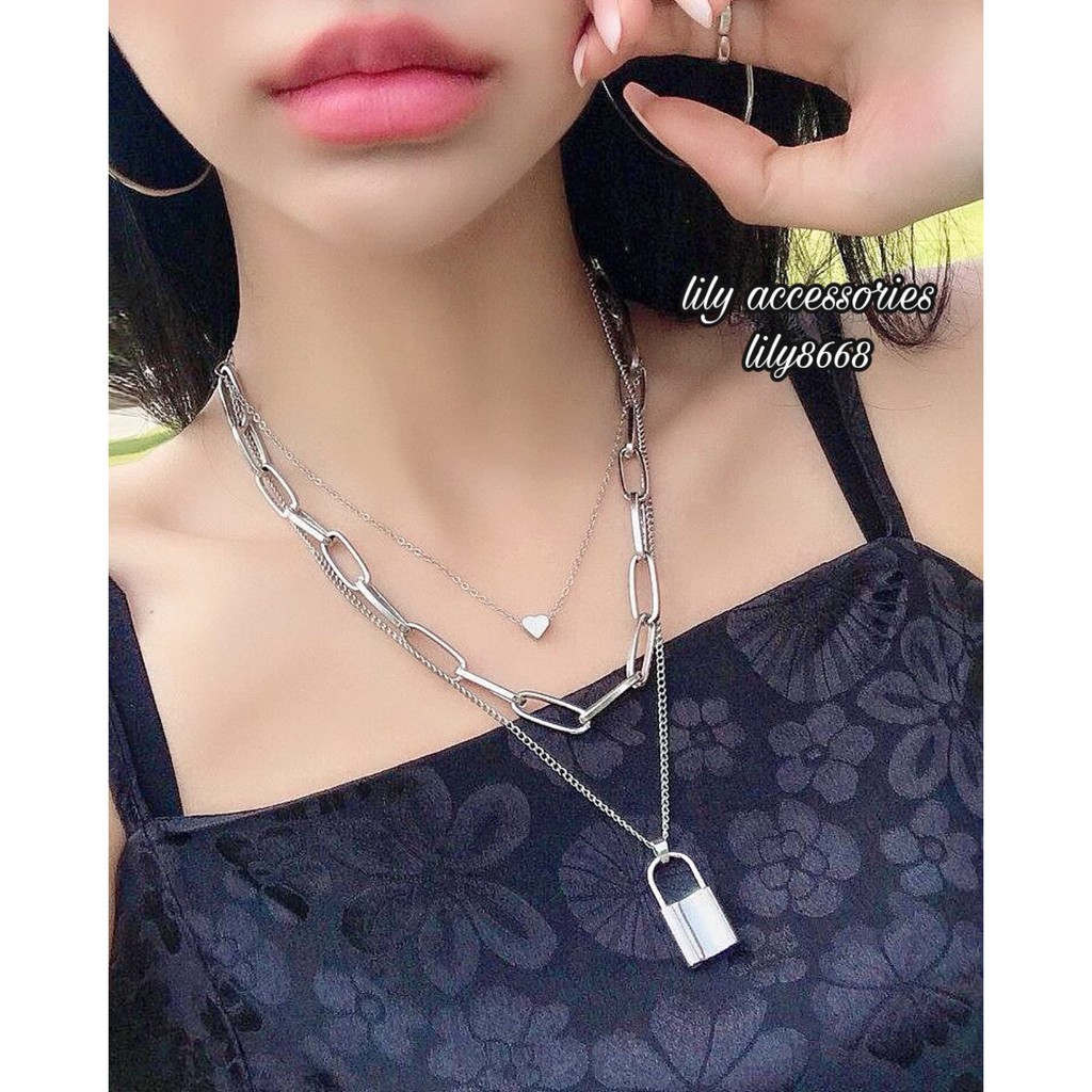 dây chuyền vòng cổ trái tim và ổ khóa