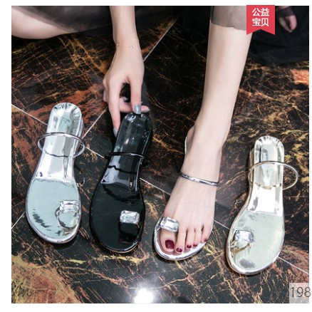 A66 Sandal thời trang xỏ ngón đính đá bản to