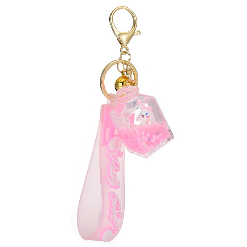 Móc Khóa Hình Chai Nước Hoa / Chú Chó Sanrio / Mèo Sanrio Bằng Acrylic Dạng Lỏng Sáng Tạo