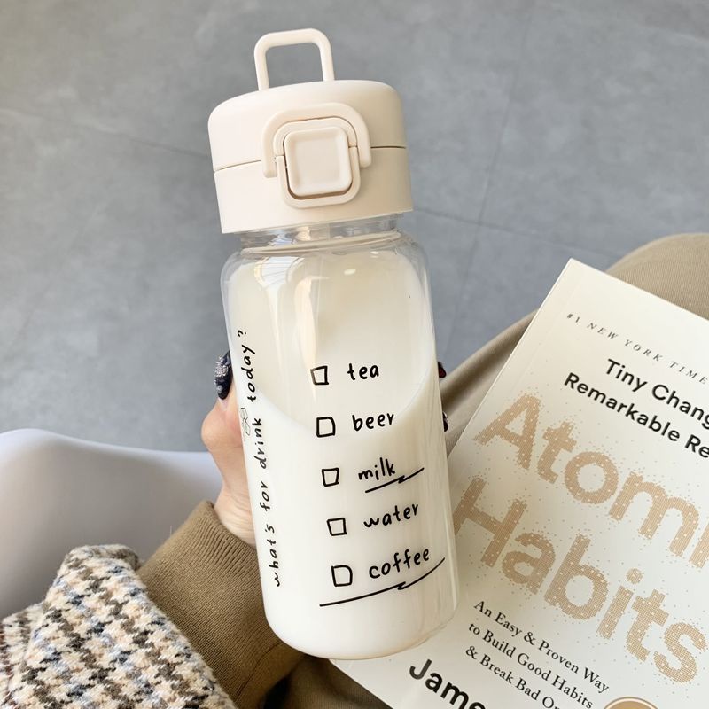 Bình Nước Nhựa Chịu Nhiệt Cao Chống Rơi Dung Tích 500ML Có Ống Hút Tiện Lợi