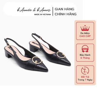 Giày cao gót bít mũi nữ mũi nhọn khóa tròn gót 3 phân dáng sandal slingback thời trang công sở bAimée & bAmor - MS1646