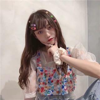 [ ORDER ] Set áo croptop hoa ulzzang
