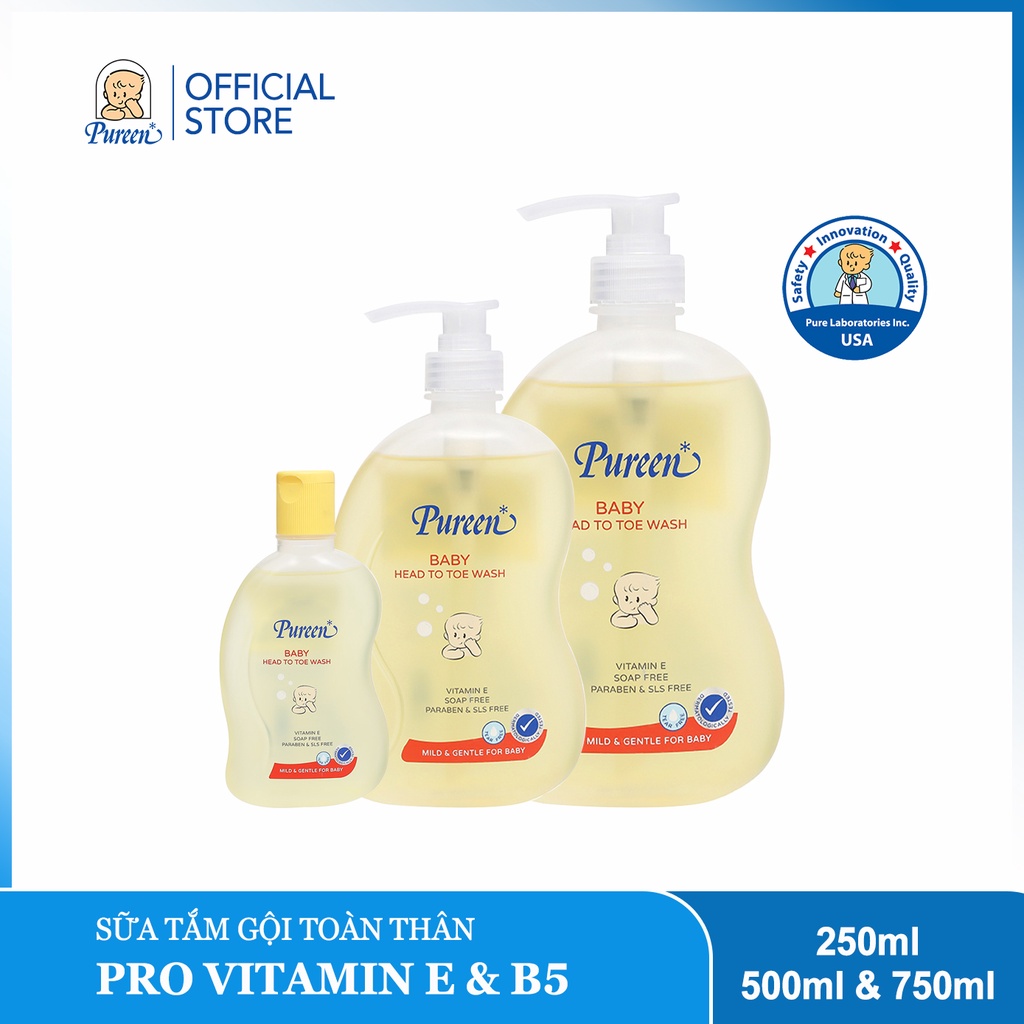 Sữa tắm gội toàn thân Pureen Pro Vitamin E & Vitamin B5 (250ml/750ml)
