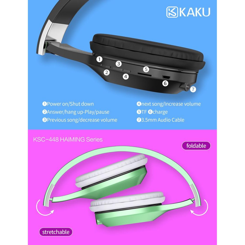 Tai nghe chụp tai bluetooth chính hãng KAKU KSC 448 - BH 12 THÁNG | BigBuy360 - bigbuy360.vn