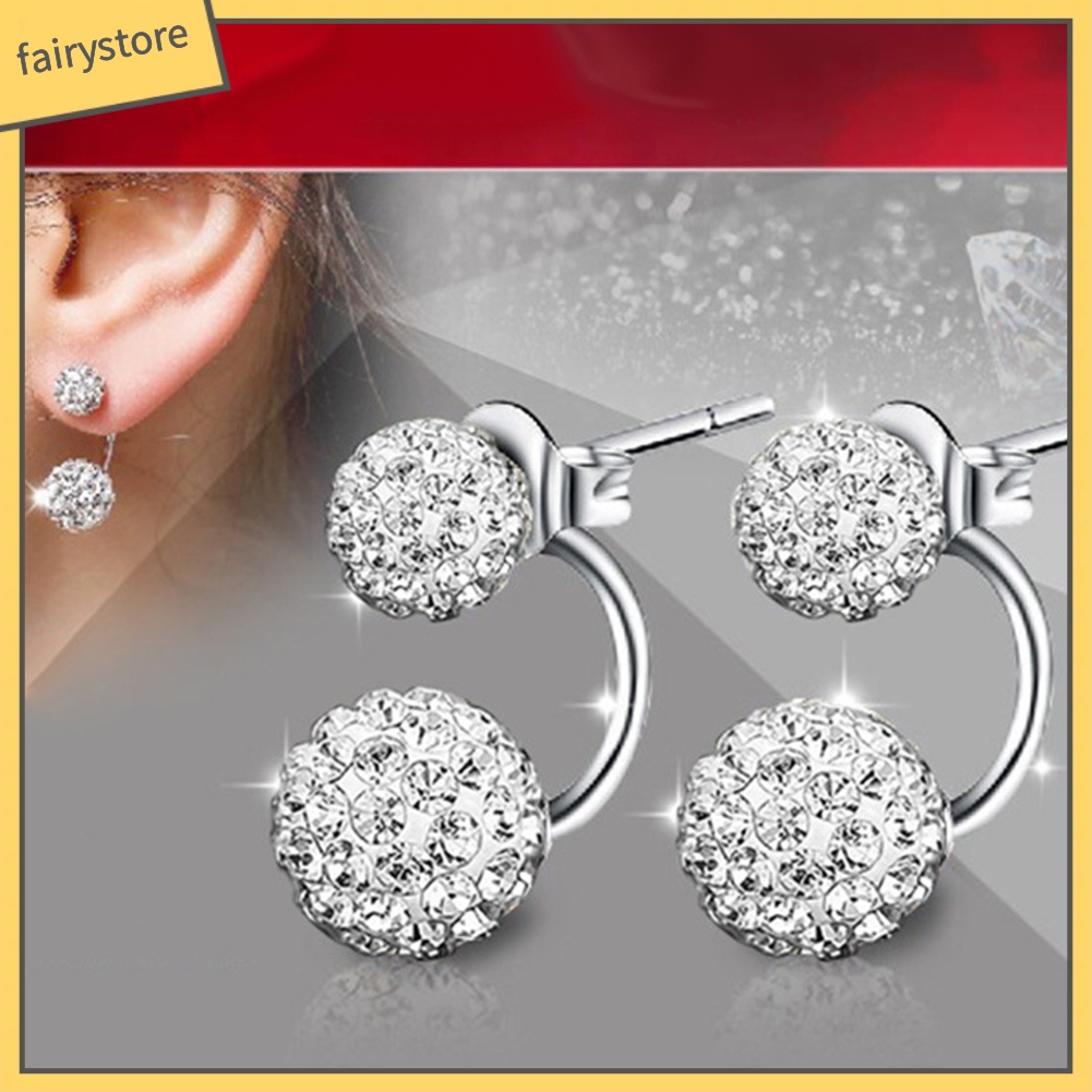 Bông tai hình quả cầu dát đá thời trang cho nữ