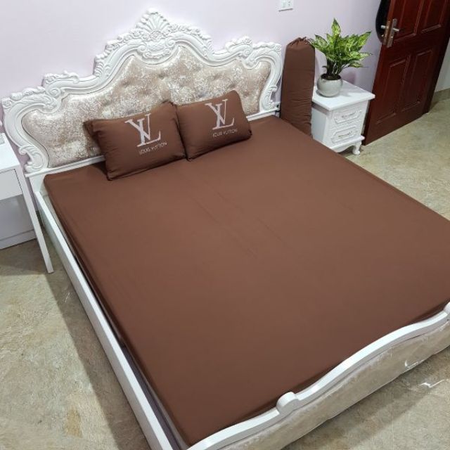 Bộ ga gối vải đũi combo 3 món 1 ga bo chun 2 vỏ gối đầu