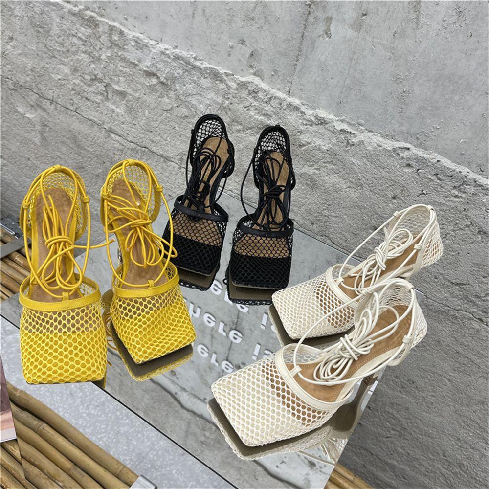 Xăng đan Cao Gót Phối Lưới Thời Trang Dành Cho Nữ