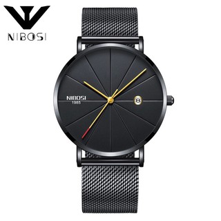 Đồng hồ nam Nibosi dây titanium lịch ngày chống nước