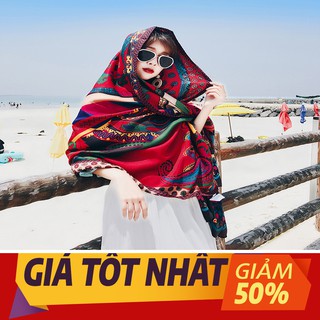 [HÀNG LOẠI 1]_Khăn Choàng Cổ Boho Vintage Cao Cấp Hoạ Tiết Đỏ Công