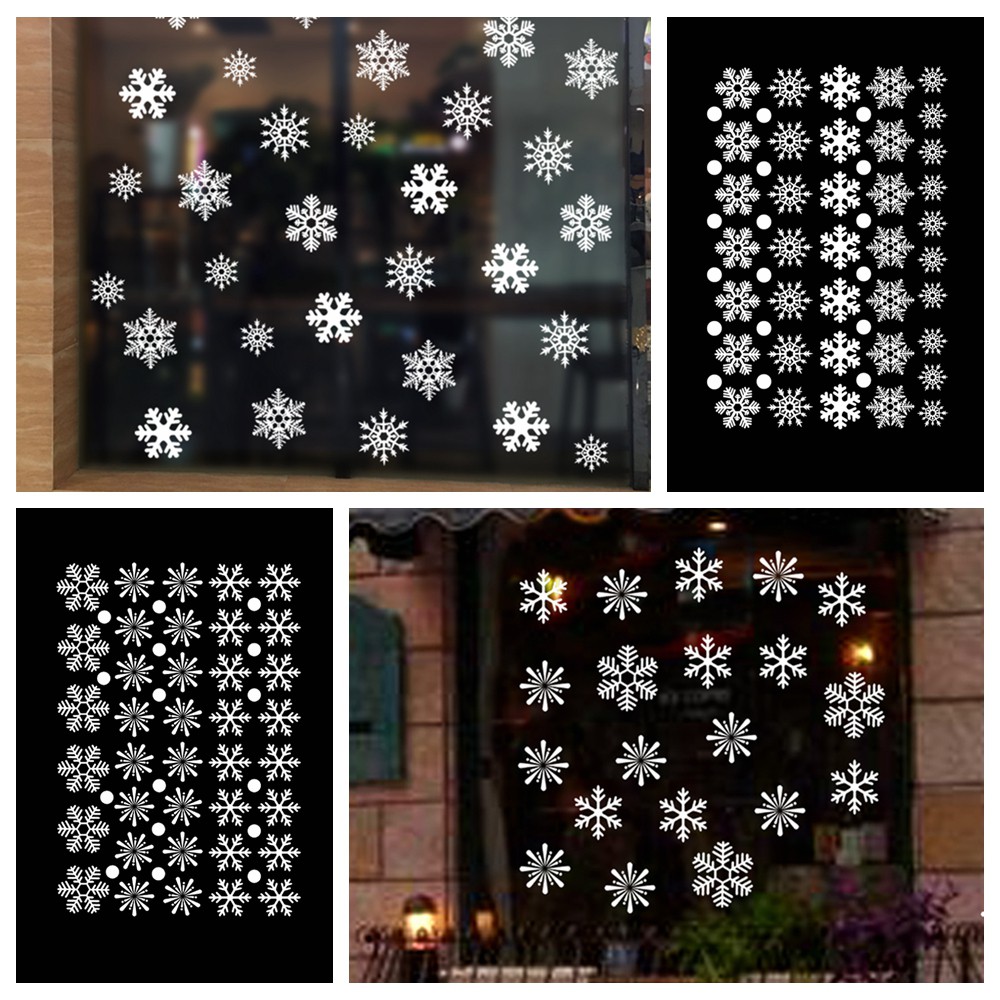 38Flower / Set Vinyl White Decal Winter Decoration Christmas Gifts Window