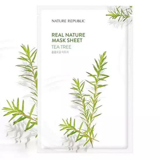 Mặt Nạ Giấy Giảm Mụn, Se Khít Lỗ Chân Lông Nature Republic Real Nature Mask Sheet 23ml - Tea tree